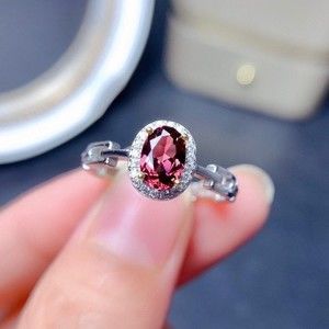 Womens Pink Oval Crystal Ring Faux Cubic Zirconia Diamonds with adjustable band